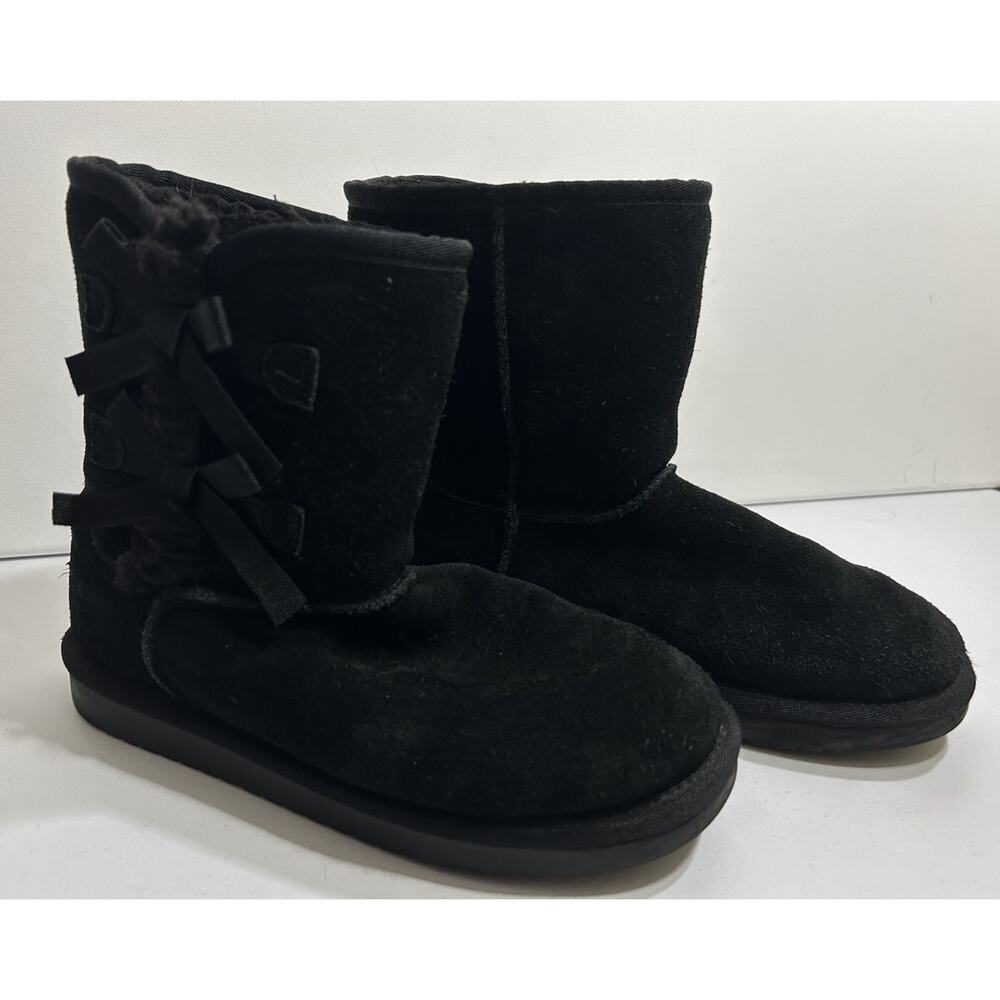 UGG Koolaburra Girl's Size 4 Victoria Sheepskin Short Winter Boots Black 1019372